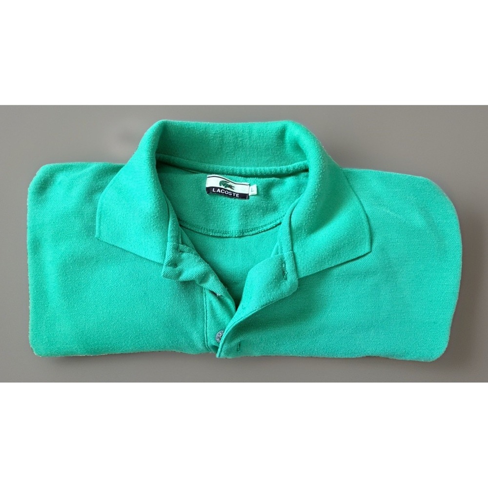 Lacoste Short Sleeve Polo Shirt Solid Green Embroidered Gator Logo Large JBHS - Picture 9 of 11